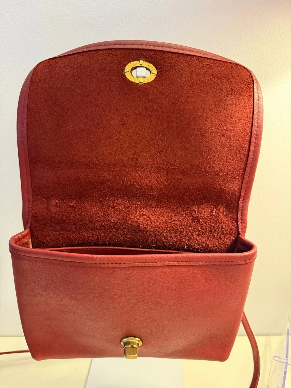 Coach highly sought vintage 9924 red “Casino Bag” leather crossbody.